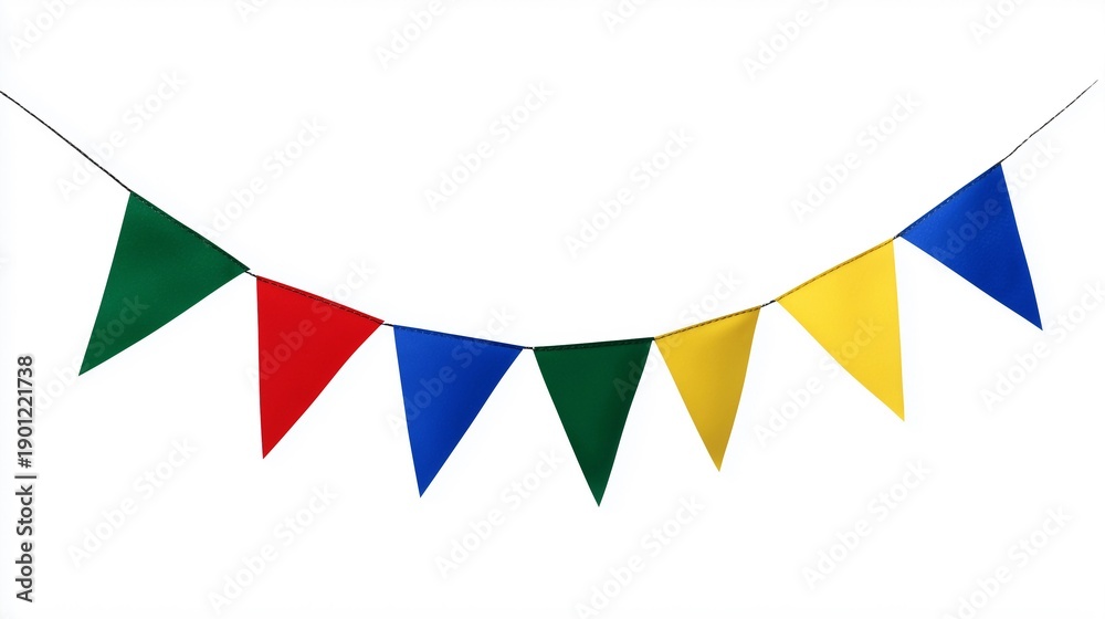 Fototapeta premium Colorful bunting banners for festival,carnival,party,white background with clipping path,PNG.