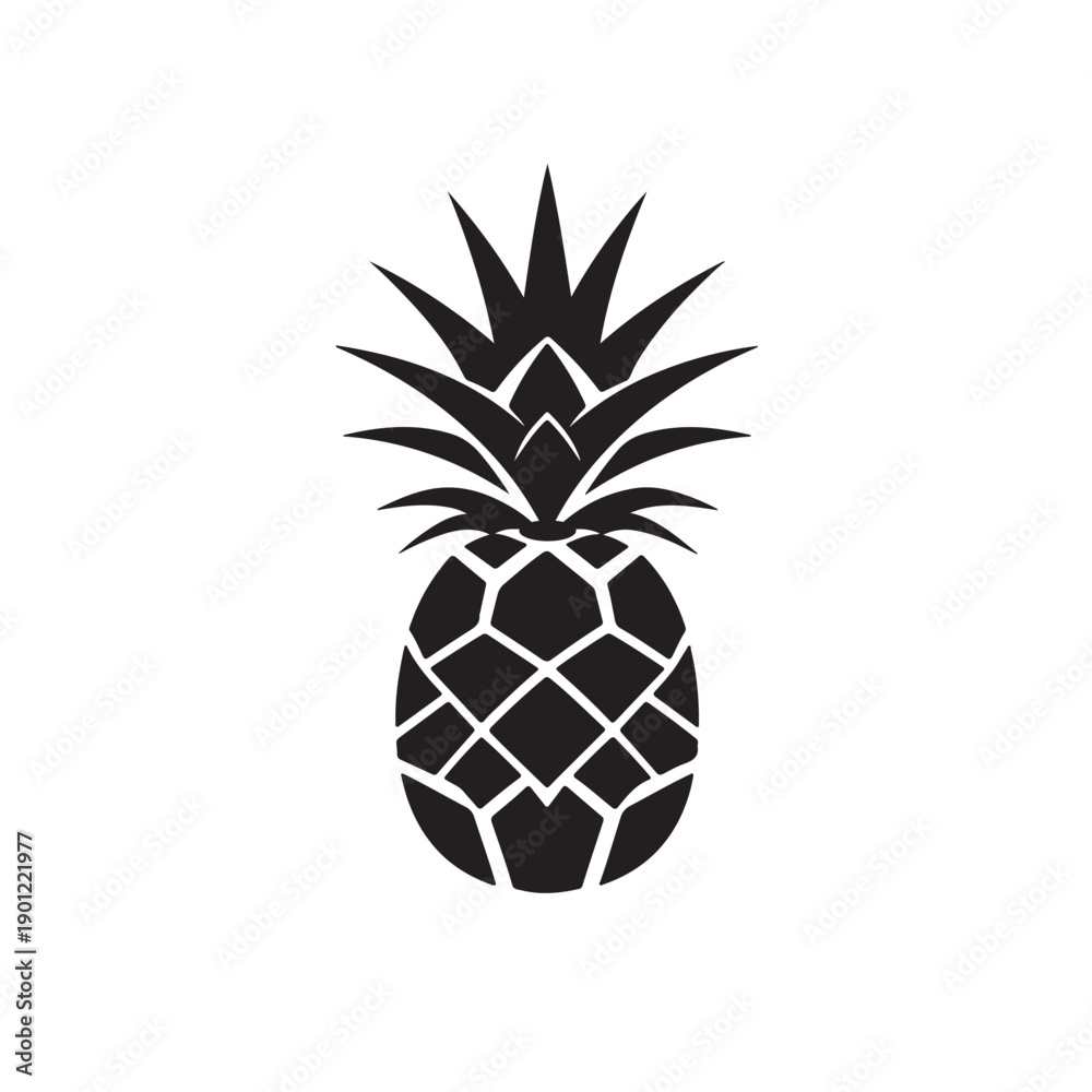 Fototapeta premium Minimal Pineapple Silhouette Icon – Black Tropical Fruit Symbol