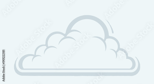 A stylized illustration of a fluffy white cloud with a blue outline, against a pale blue background