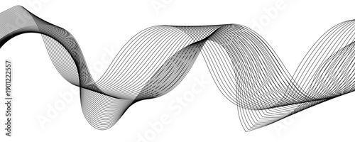 Abstract wave line business background. Technology abstract lines on white background. abstract vector modern background with black wavy lines and particles,