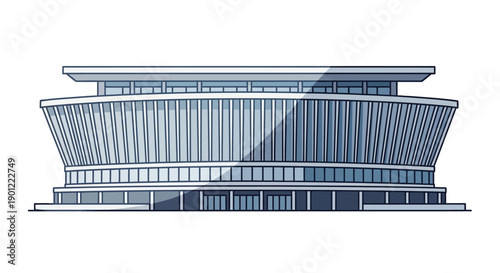 Contemporary Glass Office Building Facade with Horizontal Lines Corporate Architecture Vector Illustration