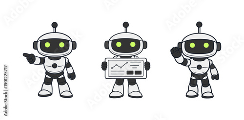 Set of Modern AI Robot Mascot for Artificial Intelligence Applications
