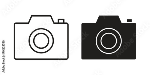 Camera icon for mobile concept and web apps, editable stroke