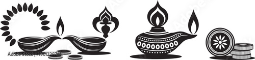 Decorative Diya Oil Lamp Illustration