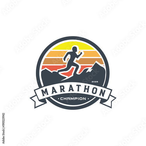 Mountain Running Club Logo template Stock Vector