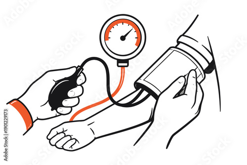 Blood pressure measurement illustration with sphygmomanometer