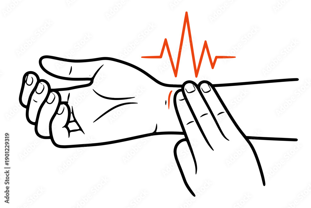 Obraz premium Checking pulse: hand position for measuring heart rate
