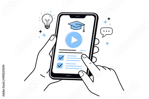 Online learning on smartphone with educational app interface