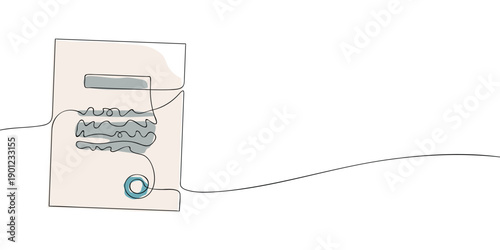 Minimal illustration of a document or file with abstract content, representing paperwork, records, information storage, and office documentation.