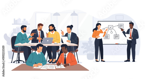 Business Team Meeting Illustration Concept.