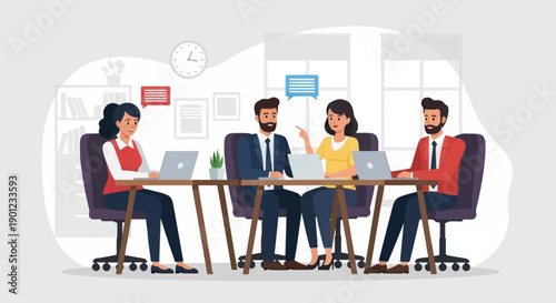 Business Team Meeting Office Workspace.