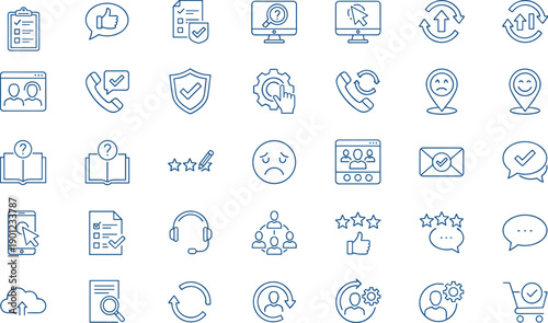 Customer Service Icons, Feedback Tools, User Experience, Communication Symbols, Support Interface, Technical Help, UX Design, Contact Center, Digital Assistance