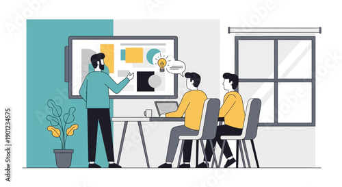 Colleagues Collaborating in Modern Office.