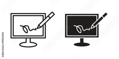 Electronic signature icon for mobile concept and web apps, editable stroke