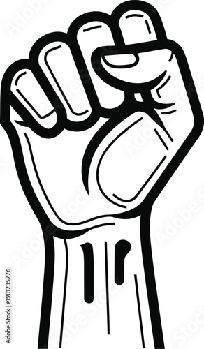 Raised fist in solidarity and protest