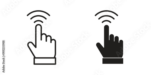Finger control icon for mobile concept and web apps, editable stroke