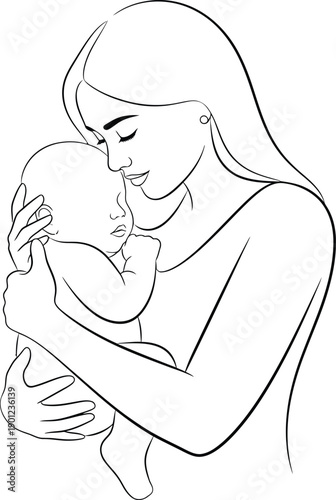 Tender moment of mother and newborn baby