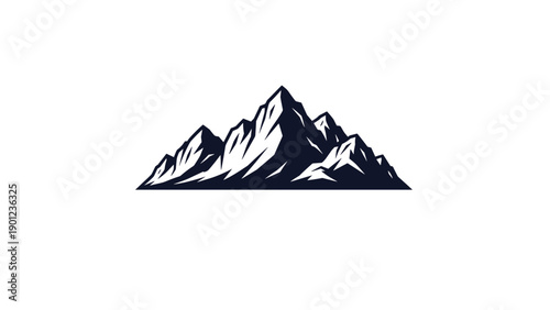Stylized mountain range illustration featuring sharp peaks and rugged terrain against a clean white background for outdoor adventure themes.