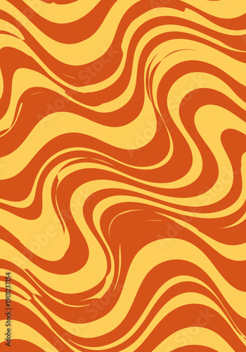 Burnt Orange and Pale Yellow Wavy Liquid Marbling Pattern