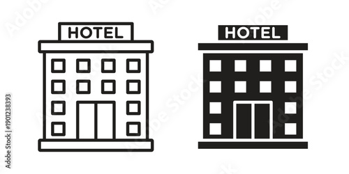 hotel icon for mobile concept and web apps, editable stroke