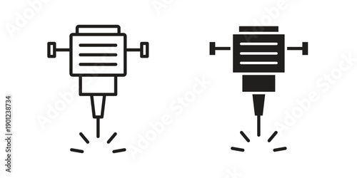 Hydraulic breaker icon for mobile concept and web apps, editable stroke