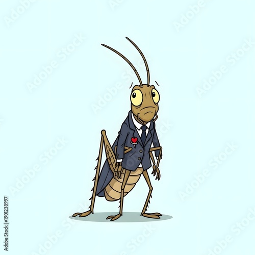 Wallpaper Mural A sophisticated grasshopper in a business suit standing confidently with a cup Torontodigital.ca