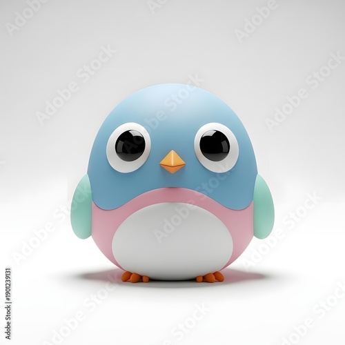 Wallpaper Mural A digitally illustrated blue bird with large eyes standing on a white surface viewed from the front. Torontodigital.ca