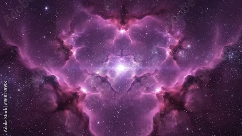 Ethereal Purple Nebula Heart in Deep Space, Cosmic Love Background, Seamless Loop, Cinematic