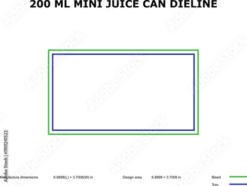 A technical diagram of a 200ml mini juice can dieline template