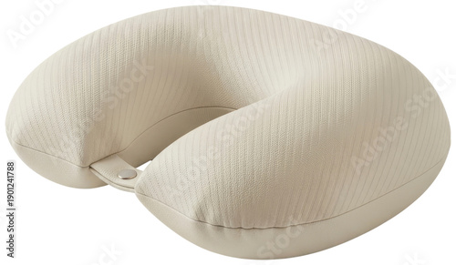 Beige travel neck pillow isolated on transparent background