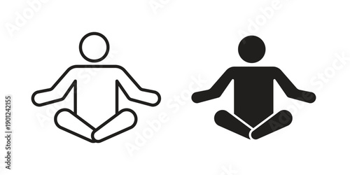 Meditating icon for mobile concept and web apps, editable stroke