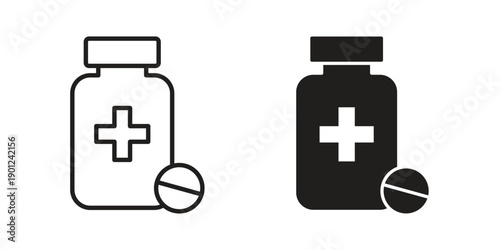 Medicine bottle icon for mobile concept and web apps, editable stroke