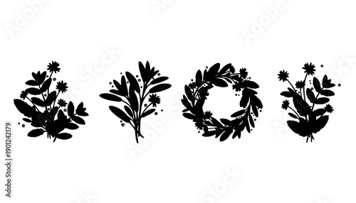 Fresh Tea Herbs on Wooden Surface