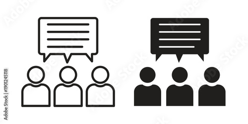 Public opinion icon for mobile concept and web apps, editable stroke