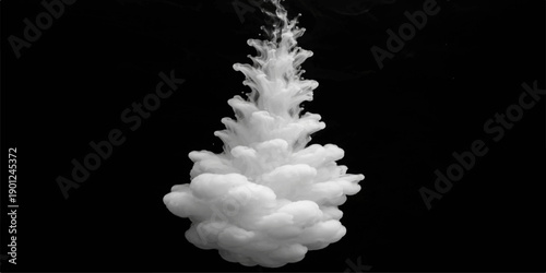 White smoke explosion on black background