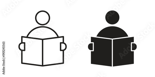 Reading icon for mobile concept and web apps, editable stroke