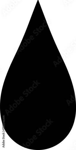 A simple black teardrop shape on a white background