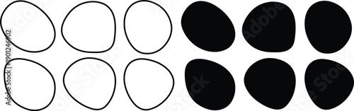 Abstract organic pebble shapes collection, irregular minimalist blob elements set for modern graphic design