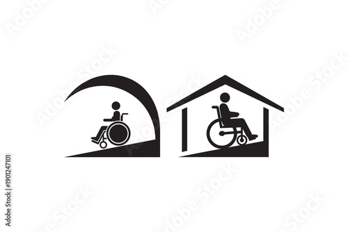 Wheelchair Accessible Home Icon Accessible Housing Symbol Silhouette