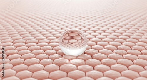 A detailed view of skin texture with a magnified drop of liquid on it