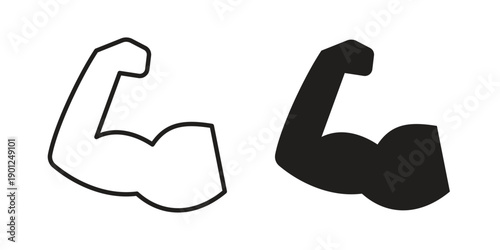 Strong arm icon for mobile concept and web apps, editable stroke
