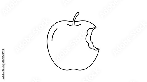 Minimalist bitten apple line art healthy eating strong teeth icon vector