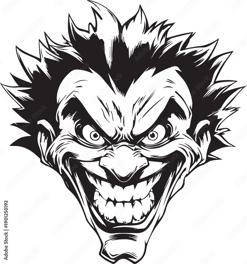 Obraz premium Angry Comic Villain Face Mascot Logo in Black and White Vector Style