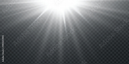 Realistic volumetric light rays of light. On a transparent background.