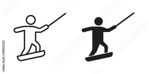 Wakeboarding icon for mobile concept and web apps, editable stroke