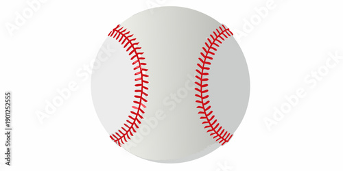 A pristine white baseball with prominent red stitching is displayed