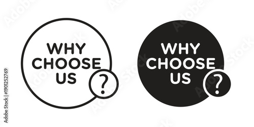 Why us icon for mobile concept and web apps, editable stroke