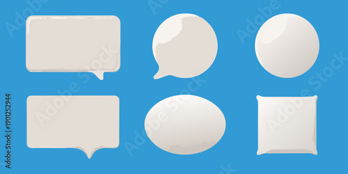 Collection of blank speech bubbles and thought balloons in white