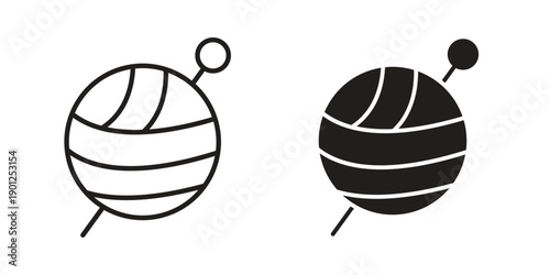 Wool ball icon for mobile concept and web apps, editable stroke