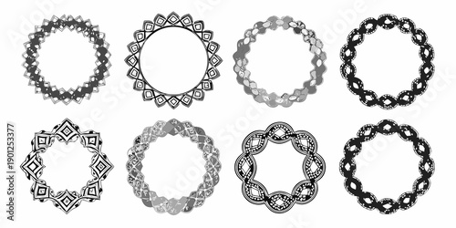 Collection of ornate circular frames and decorative diamond shapes